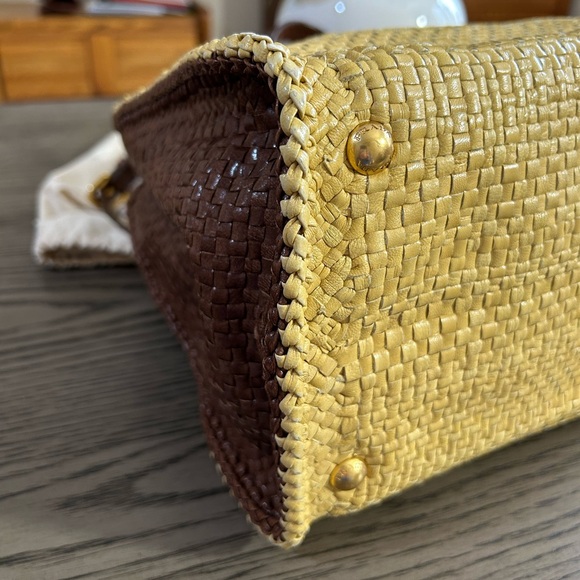 Prada Madras Woven and Leather Tote Bag - Picture 7 of 16